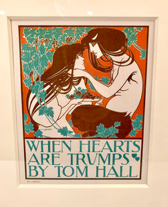 1897 WHEN HEARTS ARE TRUMPS Framed Litho, Will Bradley, Das Moderne Plakat