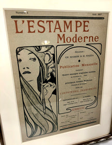 1897 L'ESTAMPE MODERNE Framed Lithographic Portfolio Cover, Alphonse Mucha