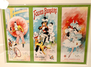 1910 FOLIES BERGERE Framed Chromolithograph Program Cover, Maurice Millieres