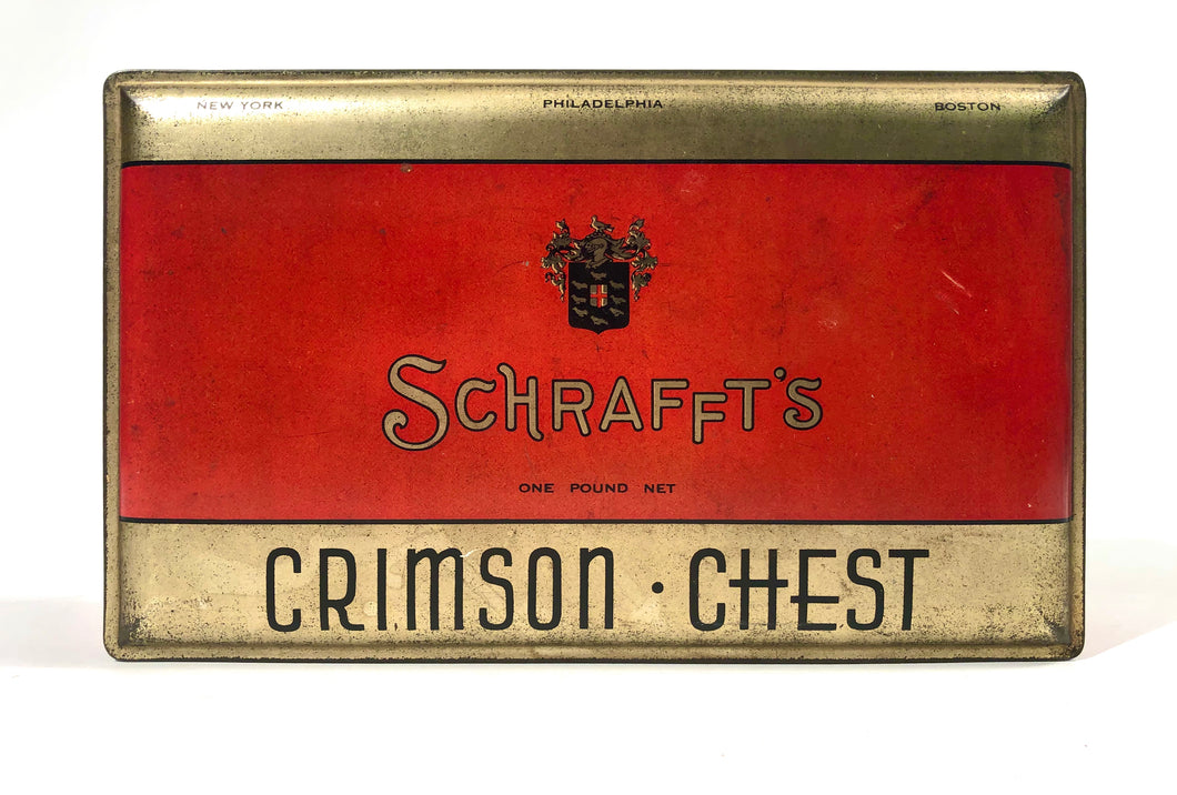 1930's SCHRAFFT'S Crimson Chest Candy Tin Box