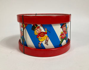 Mid-Century Vintage Children's Tin Drum, Musical Toy, Kids' Marching Band