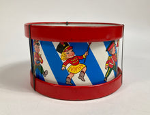 Load image into Gallery viewer, Mid-Century Vintage Children&#39;s Tin Drum, Musical Toy, Kids&#39; Marching Band