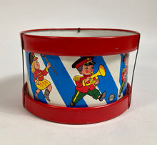 Load image into Gallery viewer, Mid-Century Vintage Children&#39;s Tin Drum, Musical Toy, Kids&#39; Marching Band