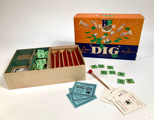 1950's Vintage DIG Family Card, Board GAME, Gold Mine, Monopoly Man, Deco