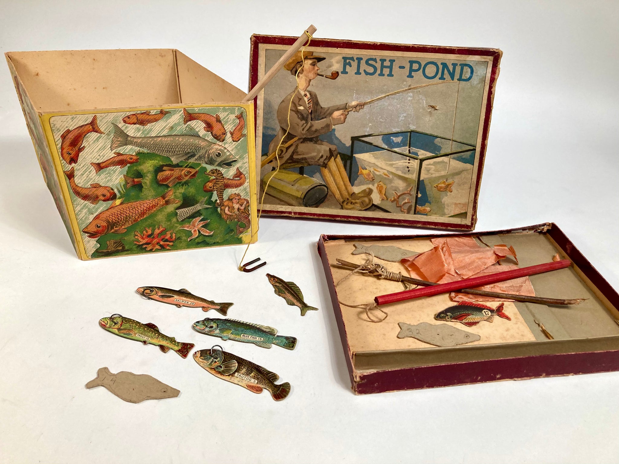 Antique 1910's FISH-POND Children's Vivary Magnetic BOARD GAME, Comple – TheBoxSF