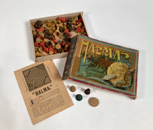 Load image into Gallery viewer, 1888 Antique HALMA Checkerboard Game, Victorian Graphics, Full Game