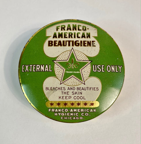 Antique Art Deco FRANCO-AMERICAN BEAUTIGIENE Cosmetic Tin, Fleur De Lys, Beauty