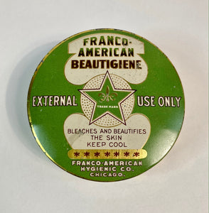 Antique Art Deco FRANCO-AMERICAN BEAUTIGIENE Cosmetic Tin, Fleur De Lys, Beauty