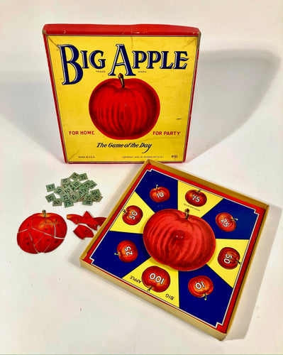 1938 Vintage BIG APPLE Children's BOARD GAME, Rosebud Art Company