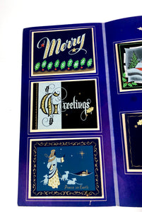 1950's Dark 'n' Hansum Personal CHRISTMAS CARDS Sample Book, Eight Designs, Foil || Hye-Quality Card Co.