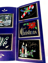 Load image into Gallery viewer, 1950&#39;s Dark &#39;n&#39; Hansum Personal CHRISTMAS CARDS Sample Book, Eight Designs, Foil || Hye-Quality Card Co.