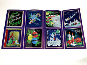 1950's The New 1952 Silver-Glo Personal CHRISTMAS CARDS Sample Book, Eight Designs, Embossed || Hye-Quality Card Co.