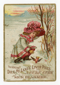 Victorian Dr. McLane's Liver Pills, Quack Medicine Trade Card || Pharmacy