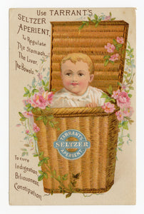 Antique Tarrant's Seltzer Aperient, Quack Medicine Trade Card || Baby Basket