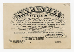 Victorian Sapanule Cures, Quack Medicine Trade Card || Hammock