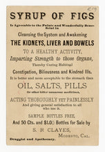 Load image into Gallery viewer, Victorian Syrup of Figs, Quack Medicine Trade Card || Cooks with Basket