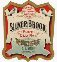 Load image into Gallery viewer, Set of Two SILVER BROOK Pure Old Rye WHISKEY Labels, C.B. Wagner, Alcohol, Vintage - TheBoxSF