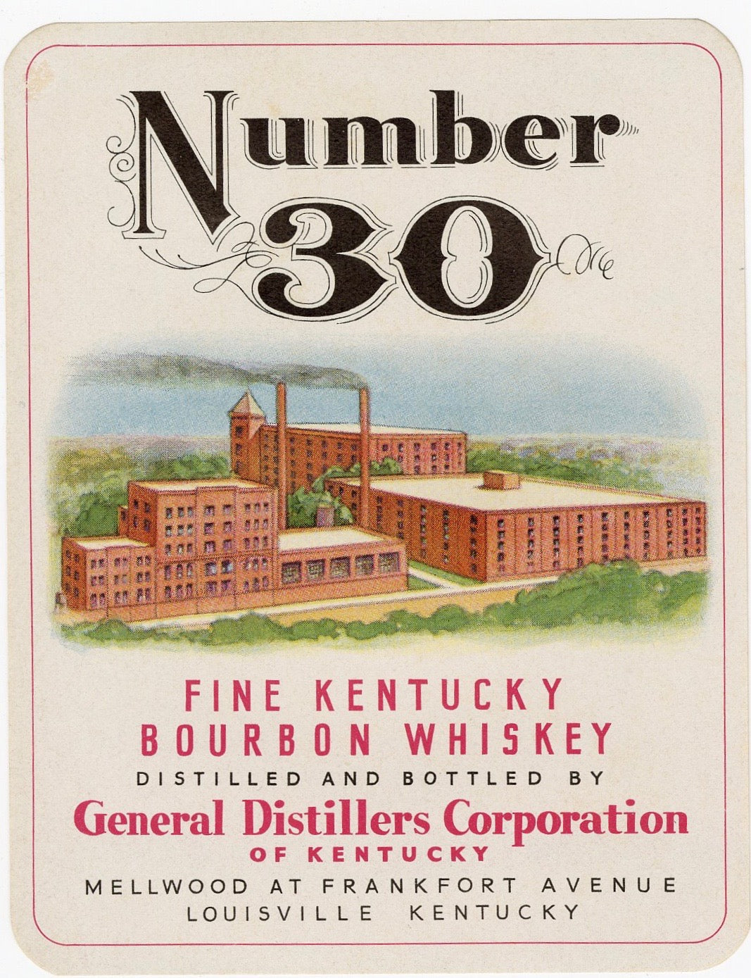 Vintage 1930s Embossed General Old Kentucky Bourbon Whiskey Label,  Louisville