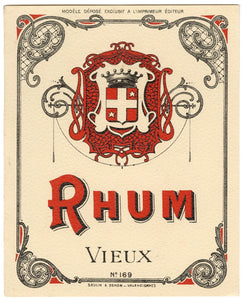 Antique, Unused, French RHUM VIEUX No. 654, Caribbean, Tiki, Rum