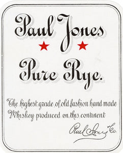Antique, Unused PAUL JONES Pure Rye WHISKEY Label 