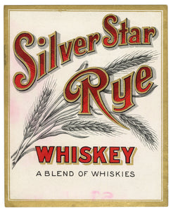 Old Vintage, SILVER STAR Rye WHISKEY Label, Alcohol - TheBoxSF