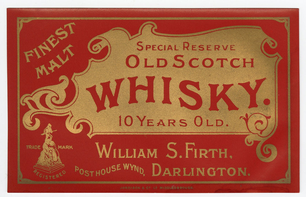 Vintage, Special Reserve Old SCOTCH WHISKEY Label, MALT, Alcohol, Gold, Red - TheBoxSF
