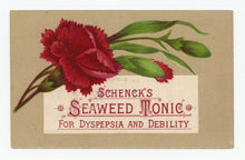 Load image into Gallery viewer, Victorian Schenck&#39;s Seaweed Tonic, Quack Medicine Trade Card || Carnation