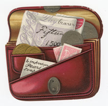 Load image into Gallery viewer, Antique PEARS&#39; SOAP Die-Cut Wallet Trade Card, False Pocketbook with Money