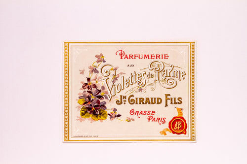 Vintage VIOLETTES DE PARME, J. GIRAUD FILS Perfume Antique Label, Paris - TheBoxSF