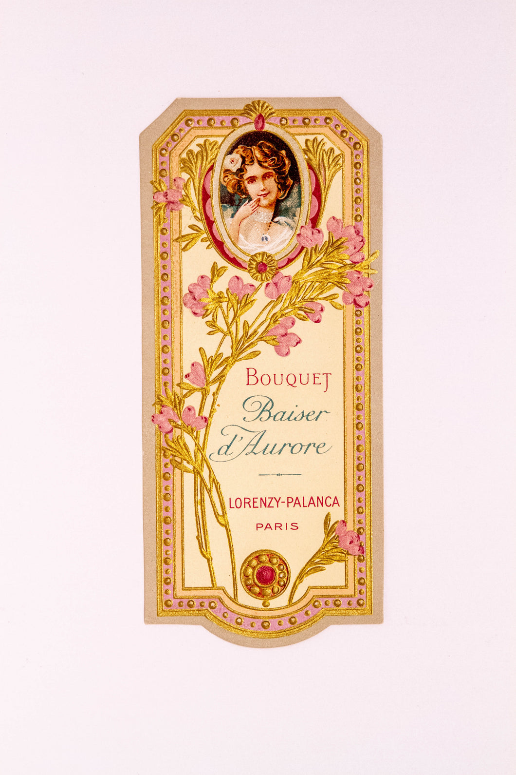 Vintage Bouquet, BAISER D' AURORE, Lorenzy Palanca, Antique Perfume Label, Paris - TheBoxSF
