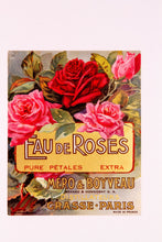 Load image into Gallery viewer, Vintage EAU DE ROSES, PURE PETALES, MERO &amp; BOYVEAU, Antique Perfume Label, Paris, France - TheBoxSF