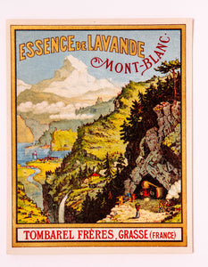 Vintage ESSENCE DE LAVANDE, MONT-BLANC, TOMBAREL FRERES, GRASSE, Antique Perfume Label - TheBoxSF