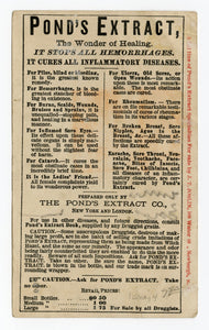 Victorian Pond's Extract, Quack Medicine Trade Card || Pharmacy