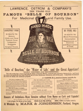 Load image into Gallery viewer, 1888 Belle of Bourbon Sour Mash Large Broadside, One Page Advertisement, Morning Oregonian Newspaper