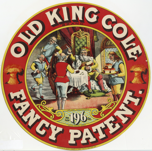 Antique, Unused OLD KING COLE FLOUR Barrel Label, Fancy Patent