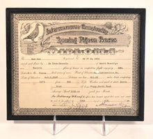 Load image into Gallery viewer, 1937 Interconcourse Championship HOMING PIGEON RACES Diploma, Framed