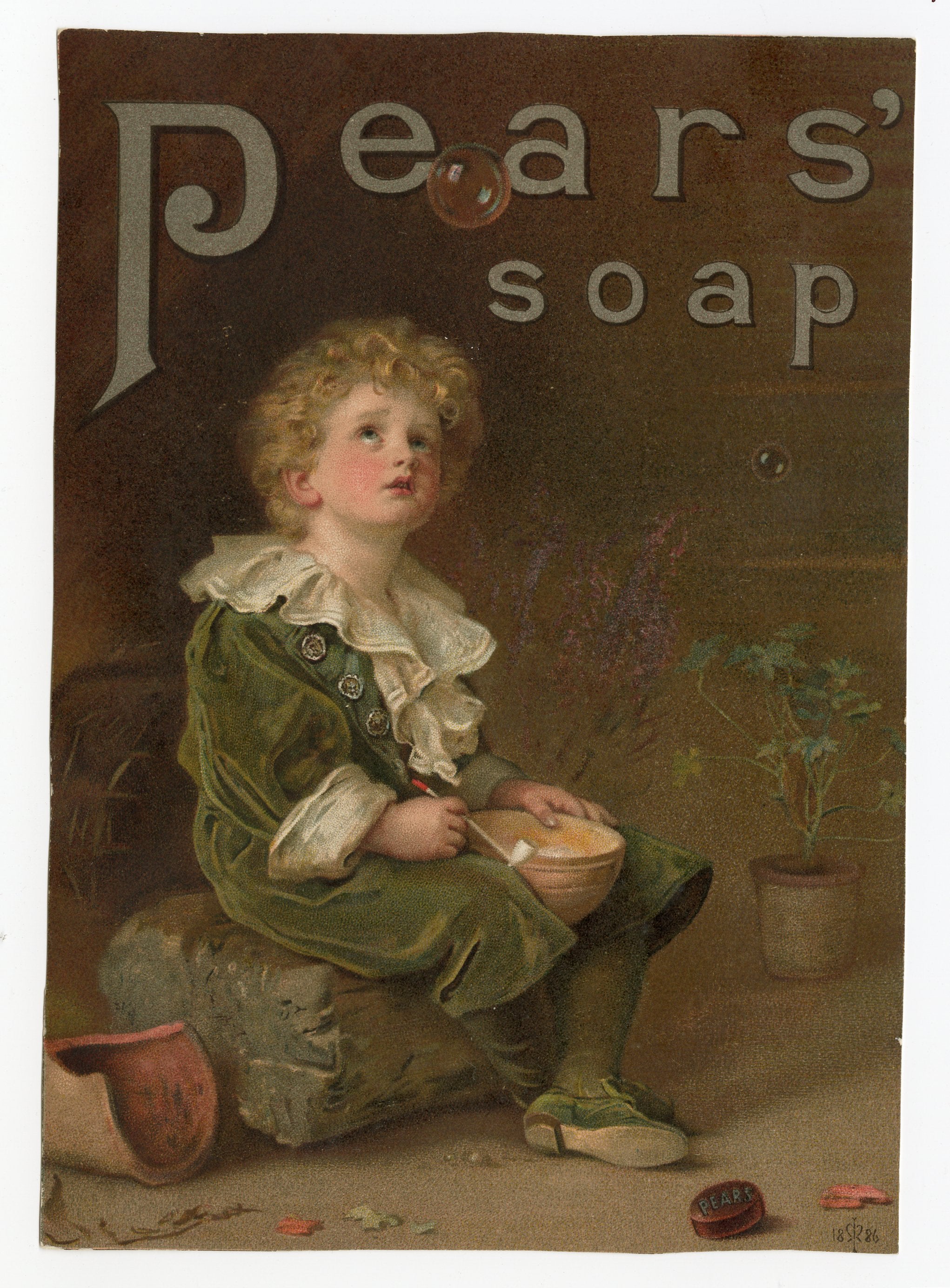 Victorian 1886 Pears' Soap Trade Card || Child Blowing Bubbles