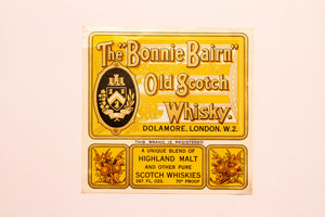 Vintage, Bonnie Bairn Old SCOTCH WHISKEY Label, London, Alcohol - TheBoxSF