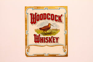 Old Vintage, WOODCOCK WHISKEY Label, Alcohol - TheBoxSF