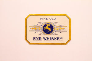 Vintage, Fine Old RYE WHISKEY Label, DEER Logo, Alcohol - TheBoxSF