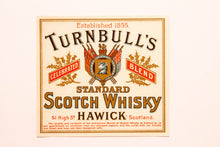 Load image into Gallery viewer, RARE Old TURNBULL&#39;S Standard SCOTCH WHISKY Label, Hawick, Alcohol, Vintage - TheBoxSF