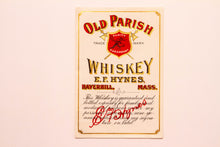 Load image into Gallery viewer, Vintage, Old Parish WHISKEY Label E.F. Hynes, Haverhill, Alcohol, Gold - TheBoxSF