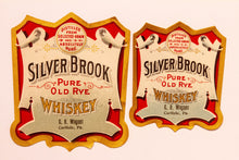 Load image into Gallery viewer, Set of Two SILVER BROOK Pure Old Rye WHISKEY Labels, C.B. Wagner, Alcohol, Vintage - TheBoxSF
