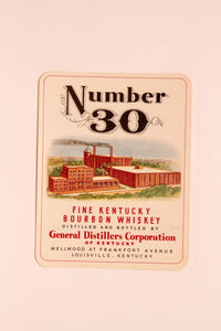 Set of Two NUMBER 30 Fine KENTUCKY Bourbon WHISKEY Labels, Alcohol, Vintage - TheBoxSF