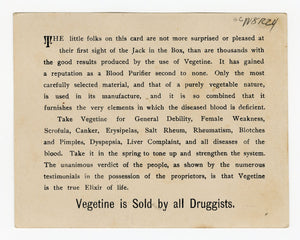 Victorian Vegetine Blood Purifier, Quack Medicine Trade Card || Jack in the Box