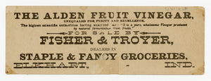 Victorian Alden Fruit Vinegar Trade Card || June Chicks Bookmark