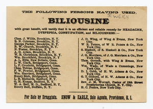 Victorian Biliousine, Quack Medicine Trade Card || Pharmacy
