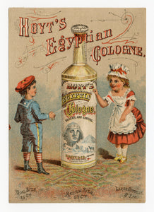 Victorian Hoyt's Egyptian Cologne Trade Card || Pharmacy, Sphinx, Children