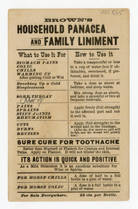Victorian Brown's Household Panacea, Quack Medicine Trade Card || Furnace Fire