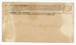 Victorian Brown's Iron Bitters Quack Medicine Trade Card, Ladies Blotter